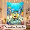 Custom Personalized Tapestry,SpongeBob Print Custom Name Text Wall Art Hanging for Bedroom