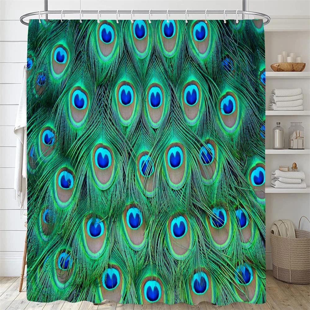 Beautiful Peacock Feathers Shower Curtain Print Modern Nordic Flowers Polyster Fabric Home Decor Bathroom Curtain With Hooks
