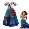 Dětské šaty ve stylu Mirabel Cosplay kostým s kabelkou, Elegantní společenské šaty, Téma Disney, Velikost L (7-9 let)