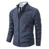 Men's stand-up neck cardigan sweater dad's knitted sweater thickened fashion jacquard knitted jacket men's