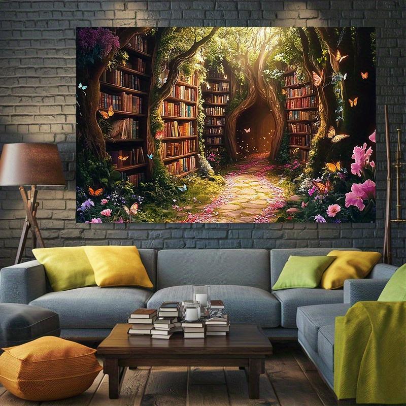 1 Piece of Polyester Background from the Magic Forest Library - Vibrant Wall Decoration Fantasy Decoration and Book Decoration