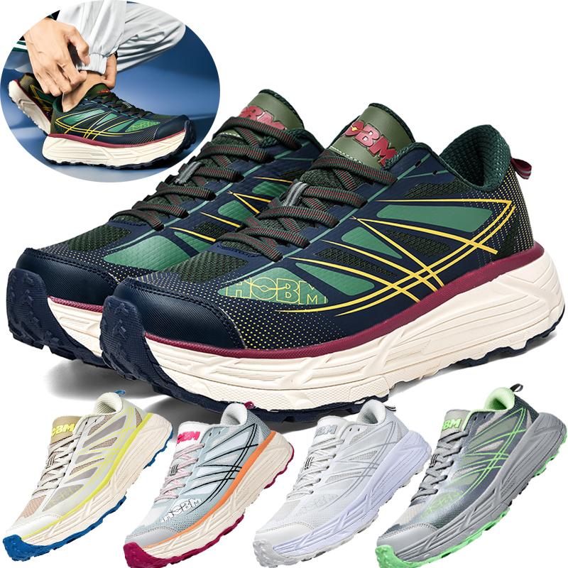 New men's running shoes, Ultra light thick sole breathable hiking shoes, Outdoor sports anti slip off-road running shoes, Fashio