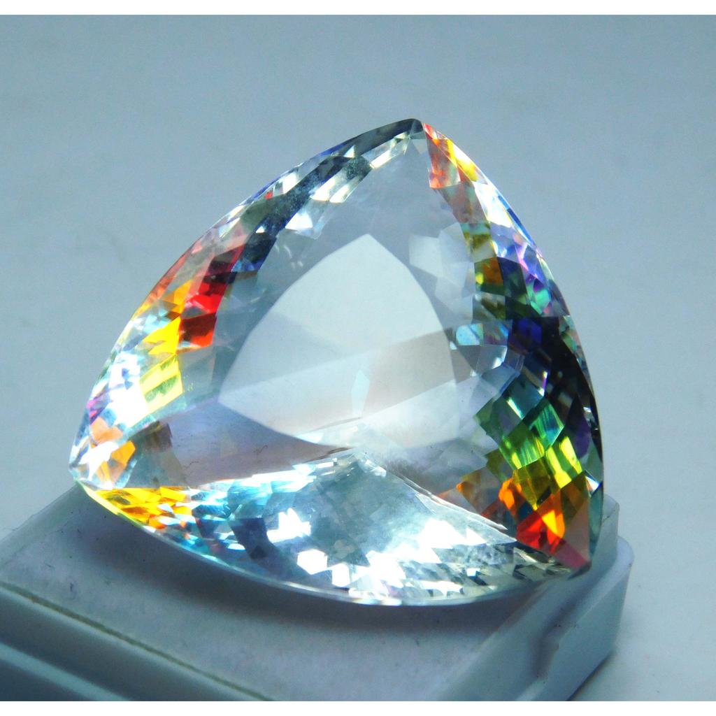 AA+ 67 Ct Mystic Topaz Trillion Shape Loose Gemstone Jwelery Making