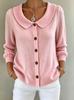 Fall/Winter 2026 Women's Solid Knit Button Cardigan with Long Sleeves