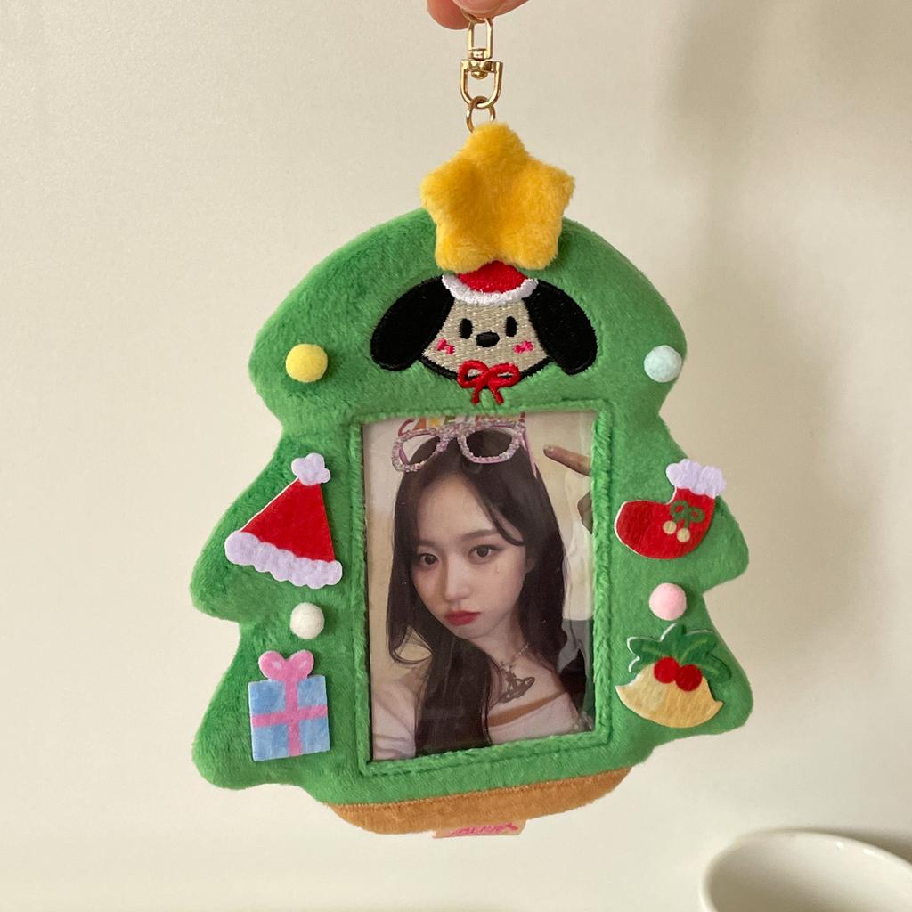 New Arrival Kawaii Christmas Series Plush Photocard Holder Kpop Photo Bus Card Protective Cover Case Bag Pendant Stationery