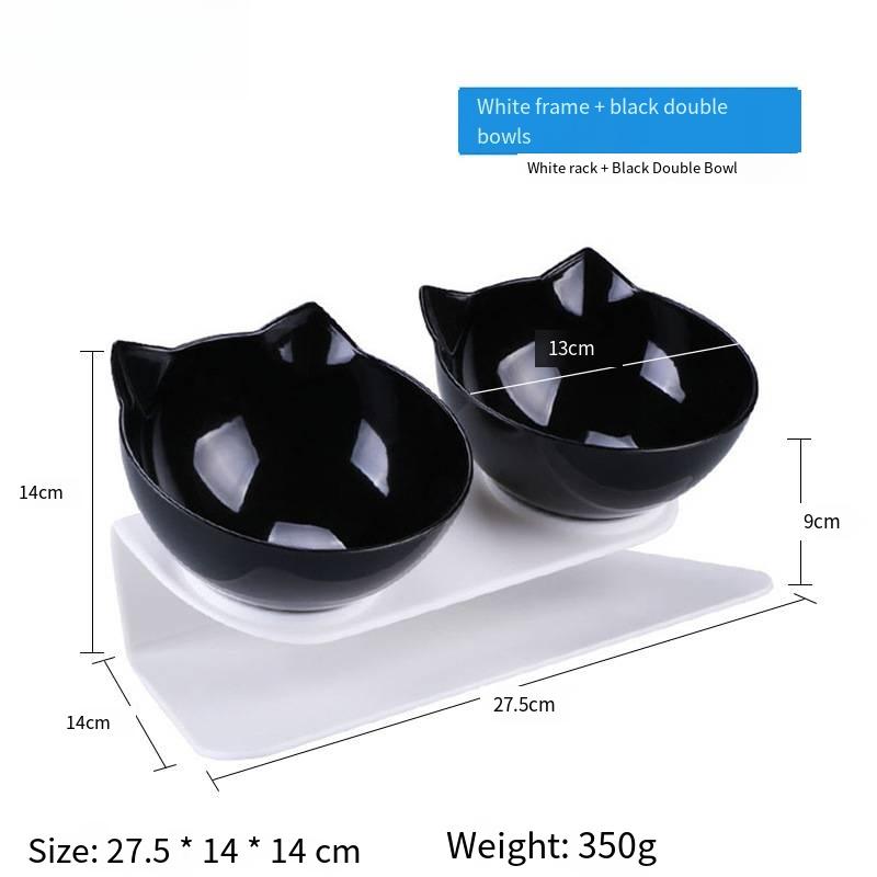 

15-degree inclined elevated cat dog double food bowl Protects cervical vertebrae Prevents spilling the two-in-one large-sized