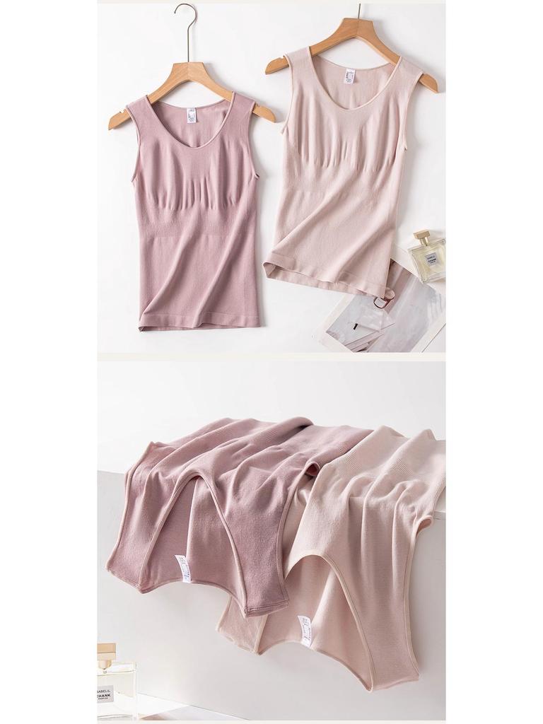 Silk Cashmere Blend Seamless Sleeveless Vest - Skin-Friendly, High-Elastic, Warm, with Beautiful Back Design