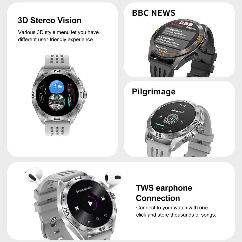 GPS Herren Smartwatch AI Smartwatch Schnellladung 4G 300mAh WhatsApp Nachrichtenantwort Blutdruck Herzfrequenz Blutsauerstoff 4GB Speicher