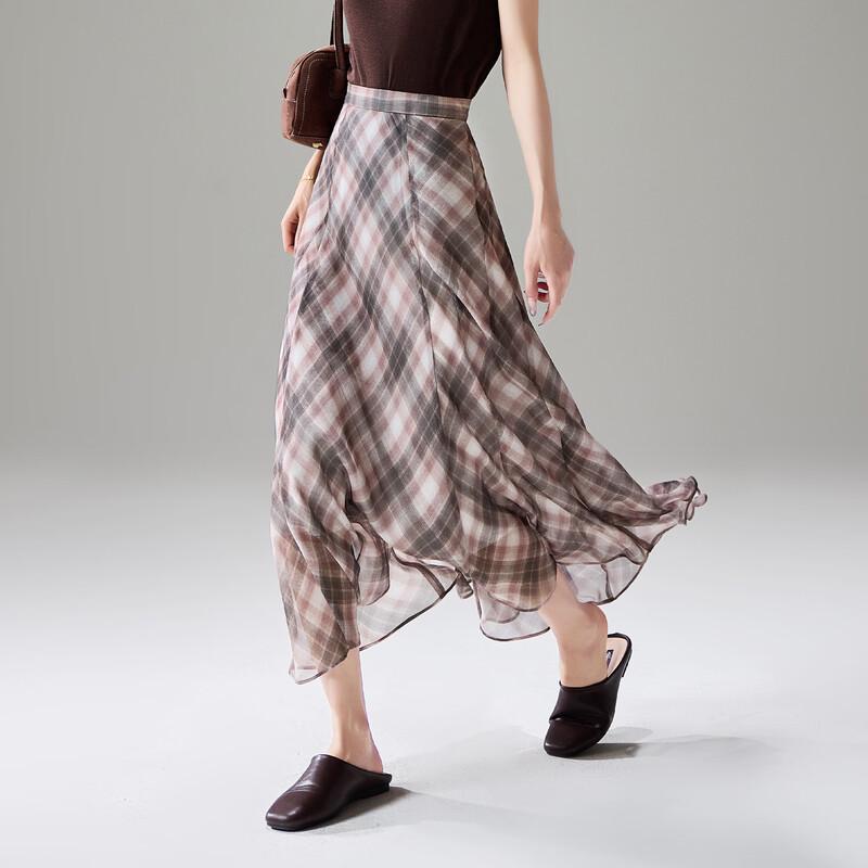 SOFSIL Women s Vintage Plaid A-line Midi Skirt XL
