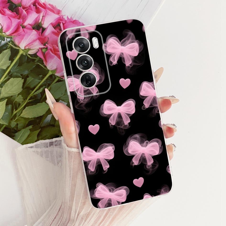 For OPPO Reno 12 5G Case CPH2625 New Stylish Flower Bowknot Soft Clear Silicone TPU Back Cover For OPPO Reno12 Pro CPH2629 Shell