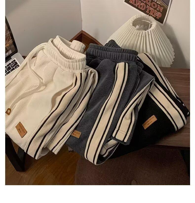 2025 Spring/Autumn Men's Corduroy Pants: Stylish, Loose, and Versatile Drape Straight Fit.
