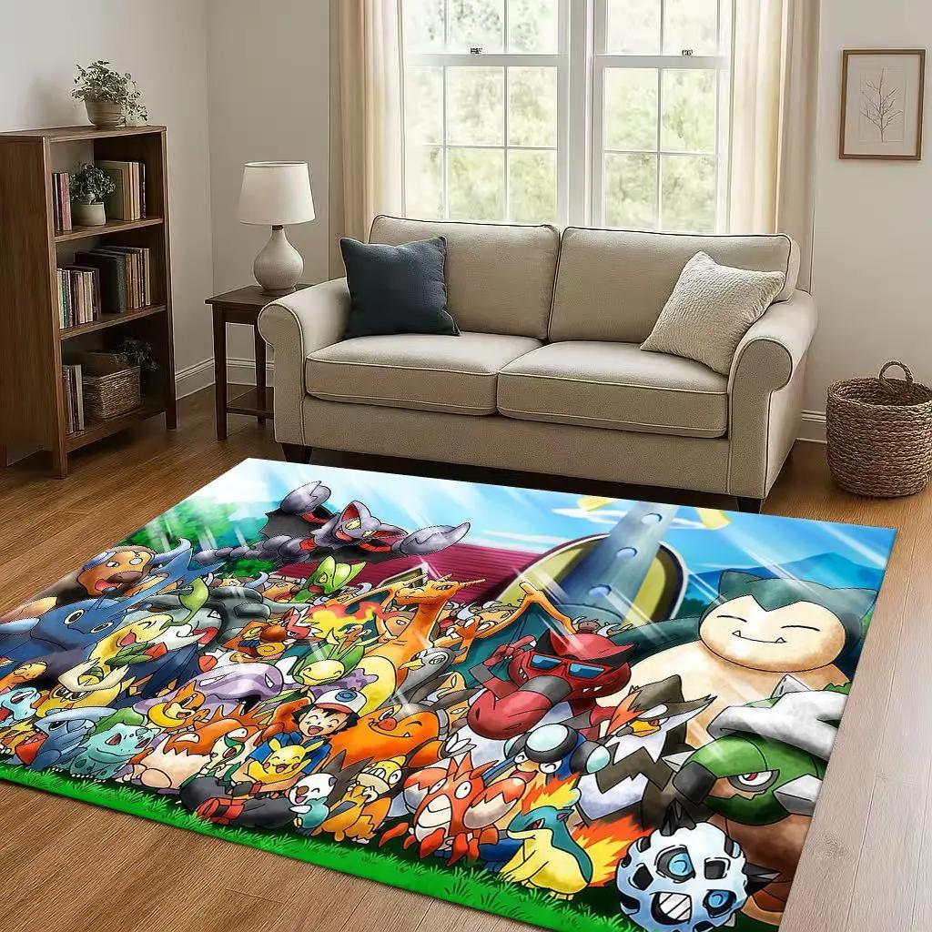 2026 Pokemon Pikachu Cartoon Christmas Living Room Non-Slip Area Rug Carpet For Bedroom Playroom Sofa,Home Decor Doormat