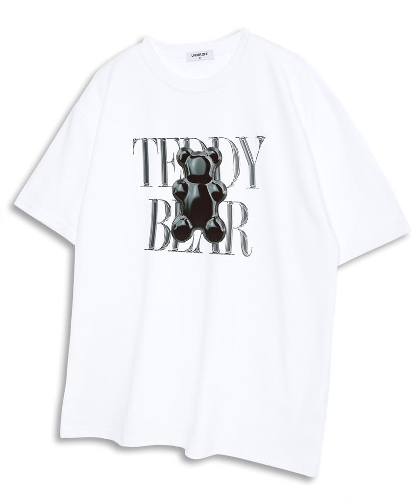 UNDEROFF Oversized Crew Neck Chrome Teddy Bear Logo Short Sleeve T-Shirt White