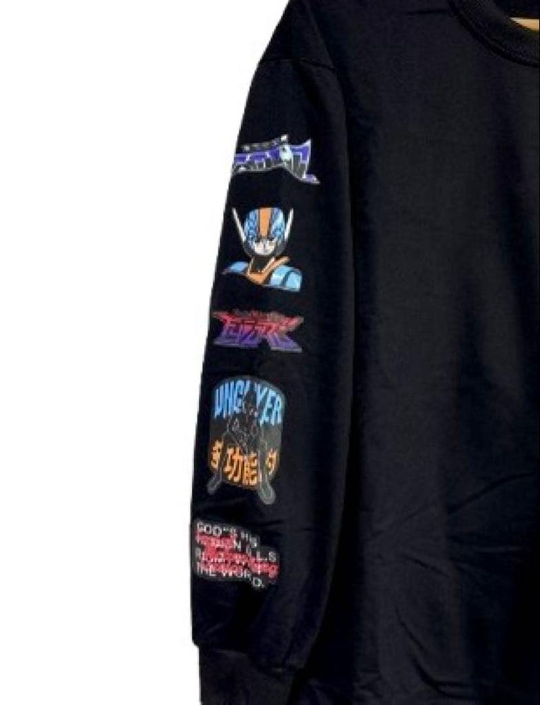 [USED] Anime-style Character Print Long Sleeve Black Medium Long Sleeve T-shirt