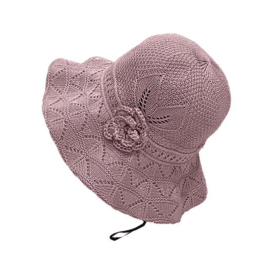 Fisherman Hat Three-Dimensional Flower Decoration Summer Sun Hat Hollow Crochet Large Brim Sun Protection Hat