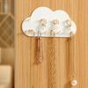 Cloud-Shaped Wall-Mounted Jewelry Organizer with Key Hooks - Punch-Free Accessory Display Rack and Mirror Cabinet