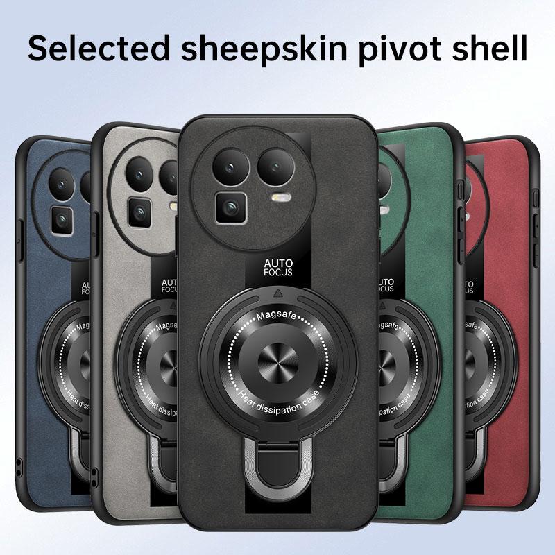 For Magsafe Wireless Charging Cover For Realme GT 8 Pro PU Leather Shockproof Ring Stand Holder Phone Case For Realme GT8Pro