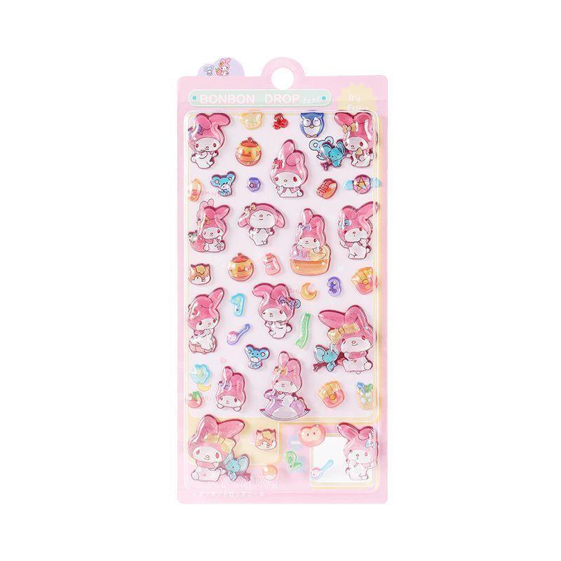 Children's 3D Cartoon Puffy Crystal Diamond Stickers - Cute Embossed Decor for Girls
