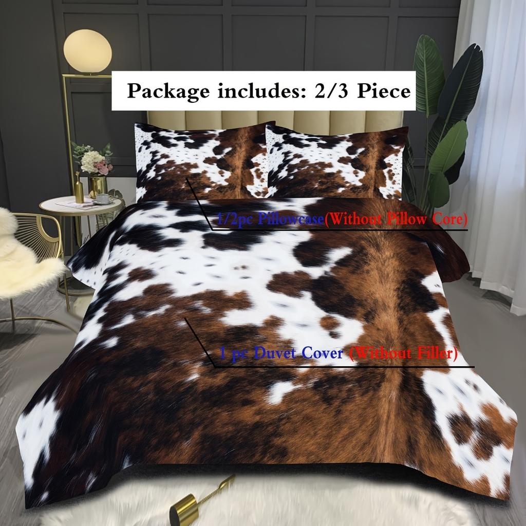 Brown Polka Dot Cow 3D Print Bedding Set Washable Comfortable Duvet Cover King Queen Twin Single Size Bithday Gift Bedroom Decor