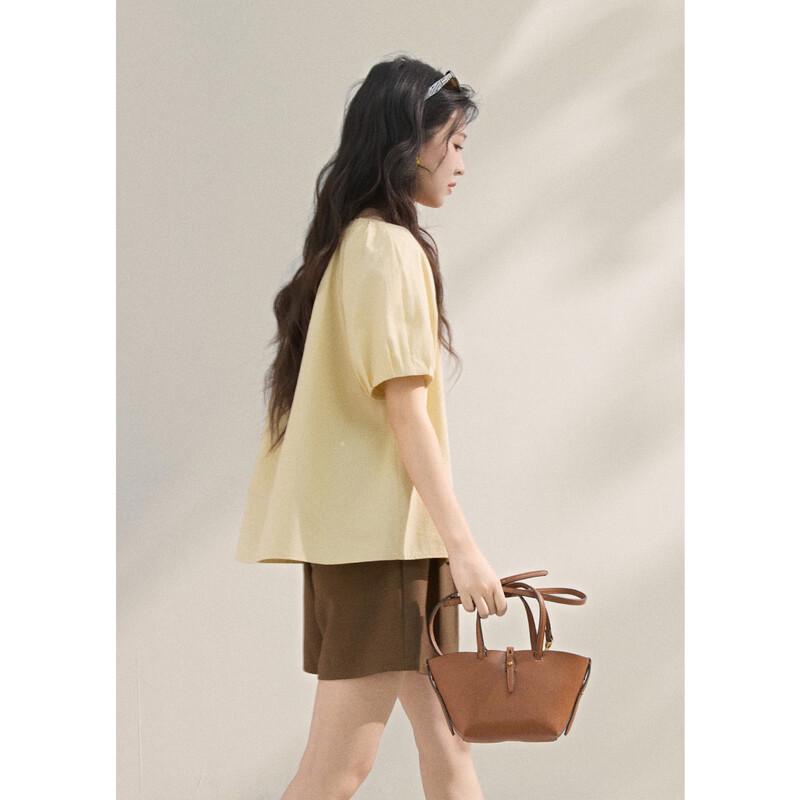 MISHOW V-neck Puff Sleeve Short Shirt