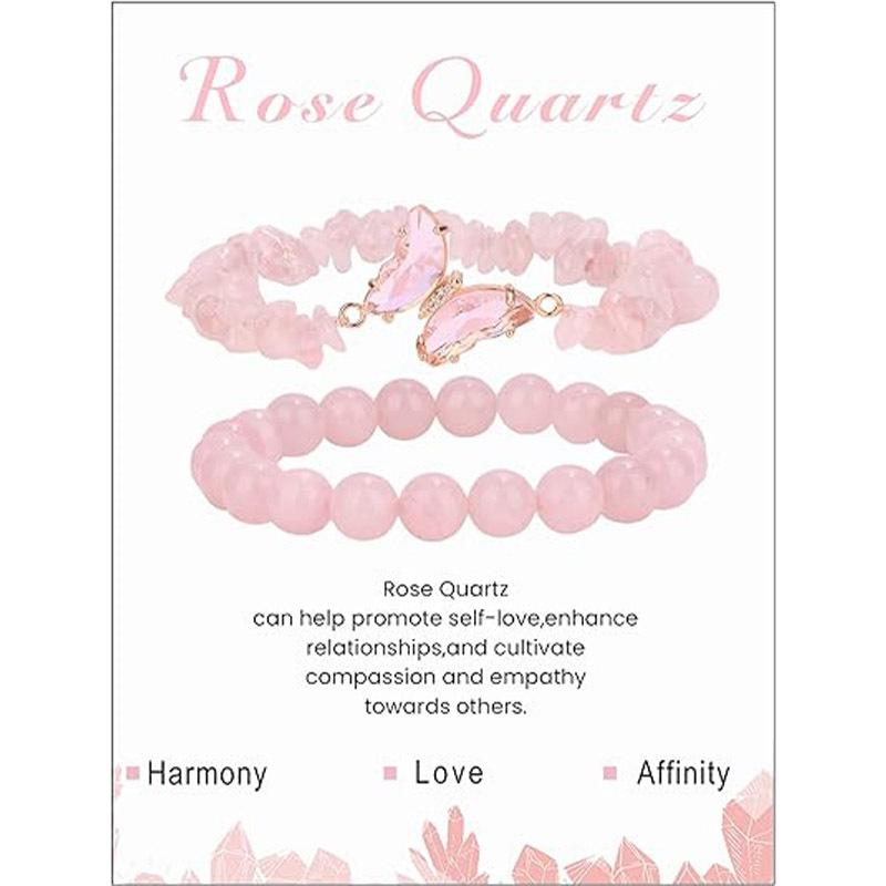 

Новый браслет из натурального камня 8 мм на эластичной нити с необработанным камнем, набор браслетов-бабочек для женщин