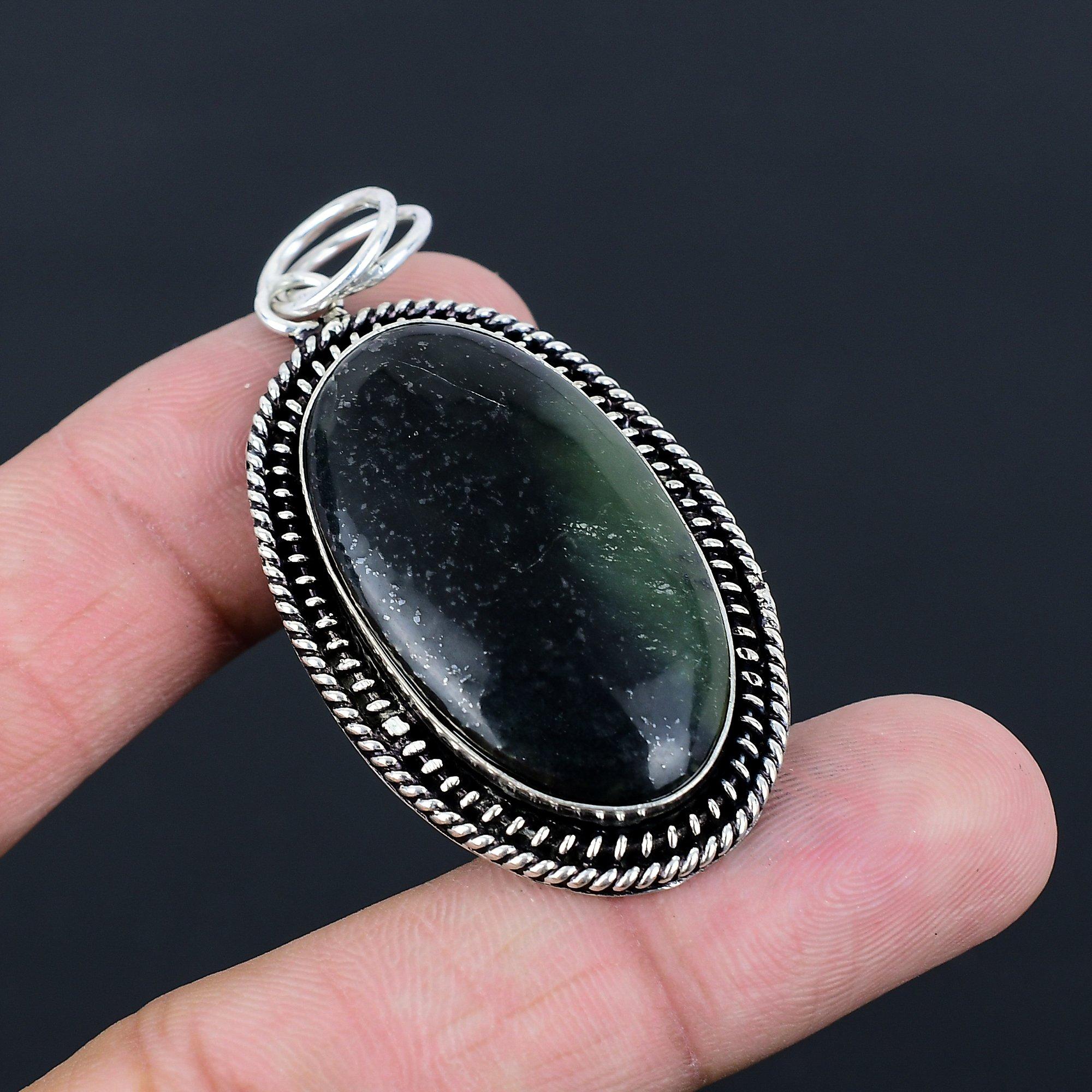 925 Sterling Silver Oval Vasonite Gemstone Bezel Wedding Wife Engagement Pendant