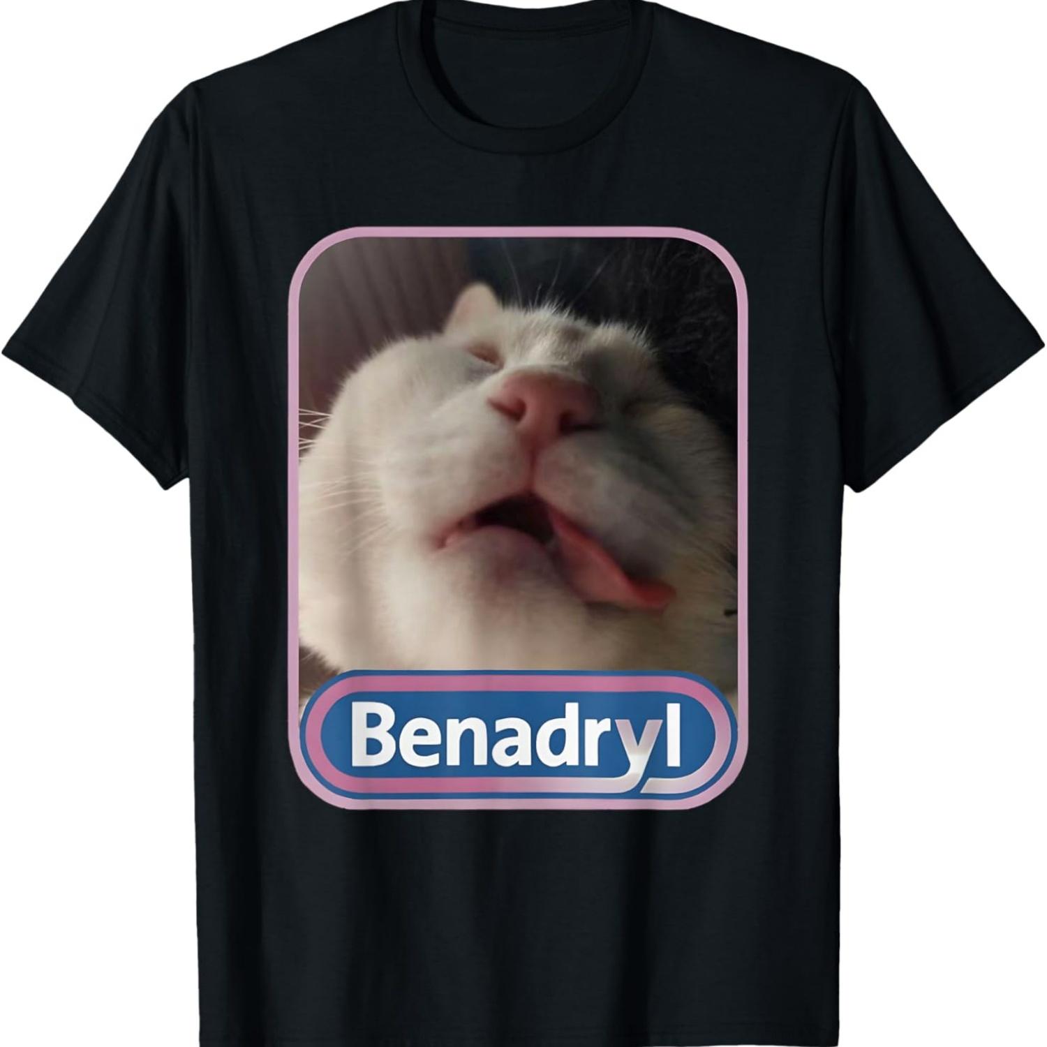 Benadryl Meme Cat Benny Cute & Funny Men Women T-Shirt S чёрный