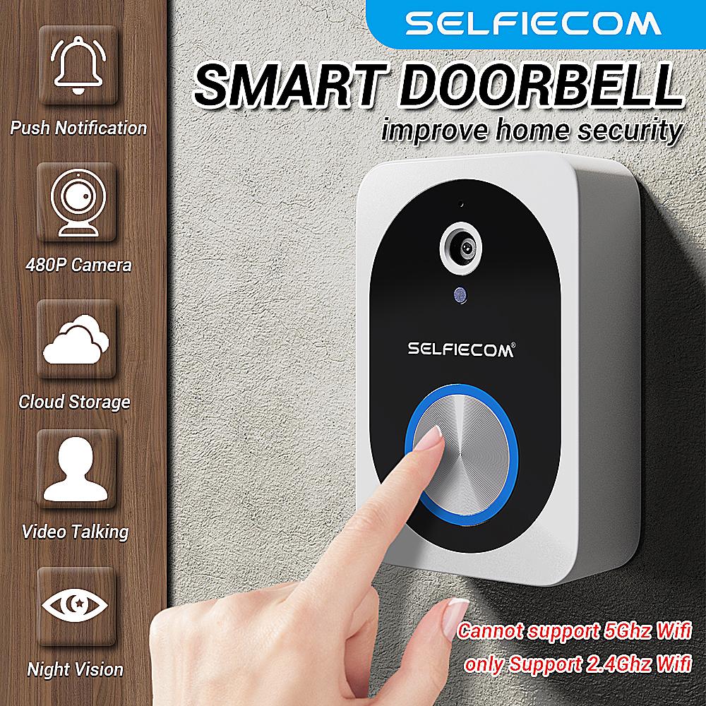 Smart Video Doorbell, Wireless WiFi Doorbell Camera with Night Vision, Two-Way Audio, Voice Changer, Free 72H Cyclic Cloud Storage, Auto Visitor