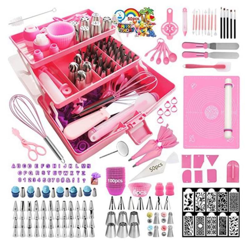 Cake Decorating Supplies Kits 2026 Upgrade 370 Piece Cake Baking Set Decorating Mouth Decorating Bag Cake Nozzle Set Baking Tool