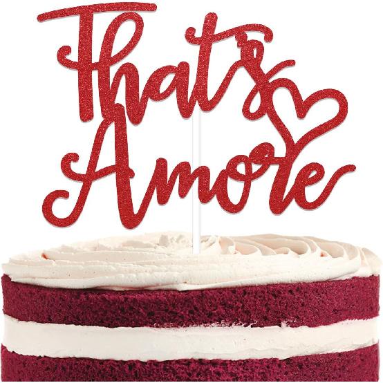 That s Amore Cake Topper - Italian Bachelorette Bridal Shower Decorations, Thats Amore Bridal Shower Decor, That s Amore Bachelorette Decor Red