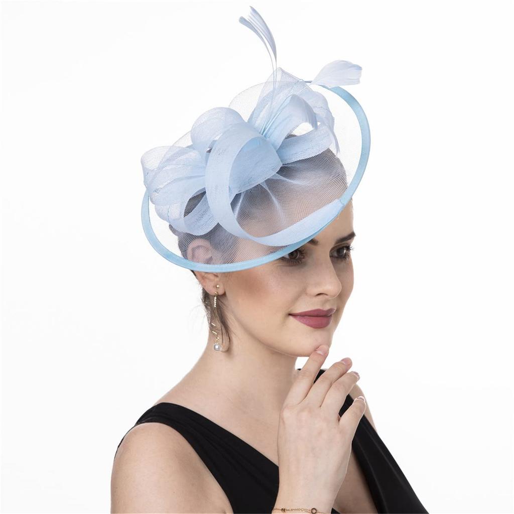 Feather Headpiece Breathable Fascinator Hat With Headbands and Clip For Themed Event Cocktail Wedding Costumes