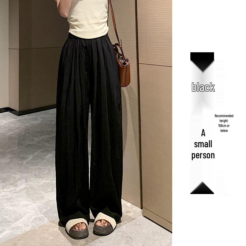 

145 Gentle Style Women s Summer Pink Ice Silk High Waist Wide Leg Pants XL (116-125 jin)