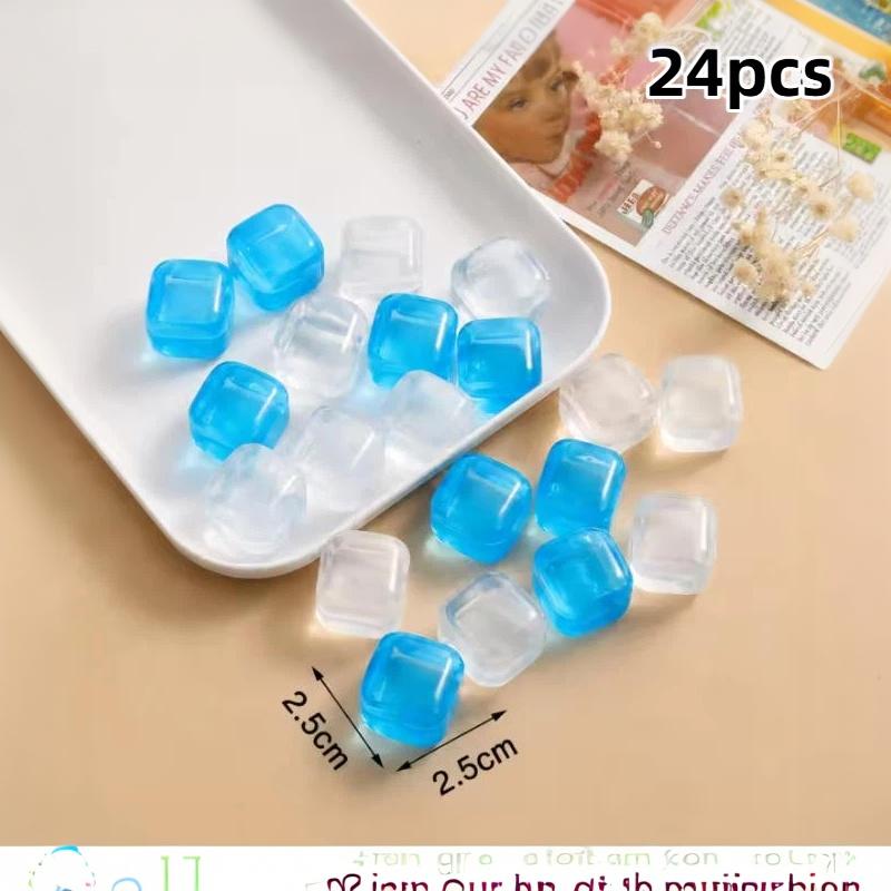 Durable Reusable Plastic Ice Cubes 8/24PCS Assorted Shapes Long Lasting Cooling for Summer Drinks Holiday Party Gift