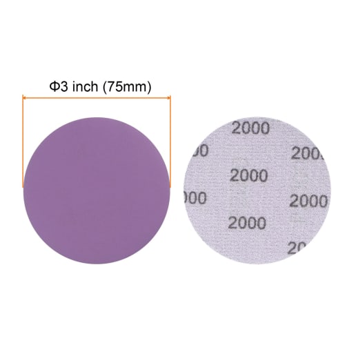 uxcell Purple Sanding Discs, 2000 Grit, 75mm Hook and Loop Circular Sandpaper, Professional Sandpaper for Wet and Dry Polishing of Metal, Wood, and Dr