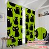 2pcs,2D Plane Printing Curtain Popular Black Cats On Green Durable 100% Polyester Fabric (without Rod) Decorations Inside for