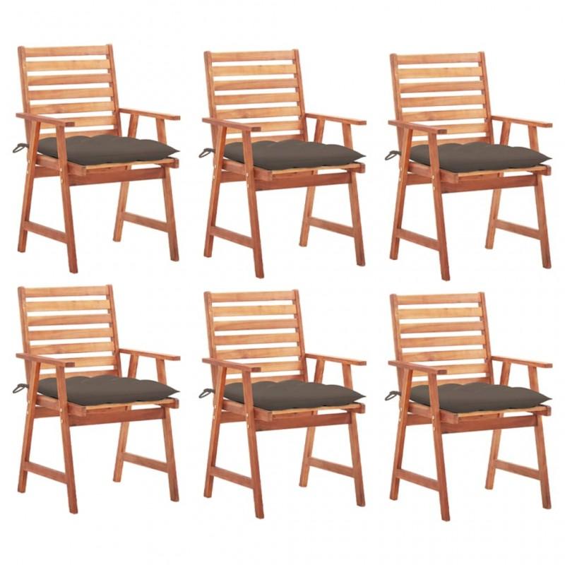 Día y Noche - Día y Noche Sillas comedor de jardín y cojines 6 uds madera maciza acacia