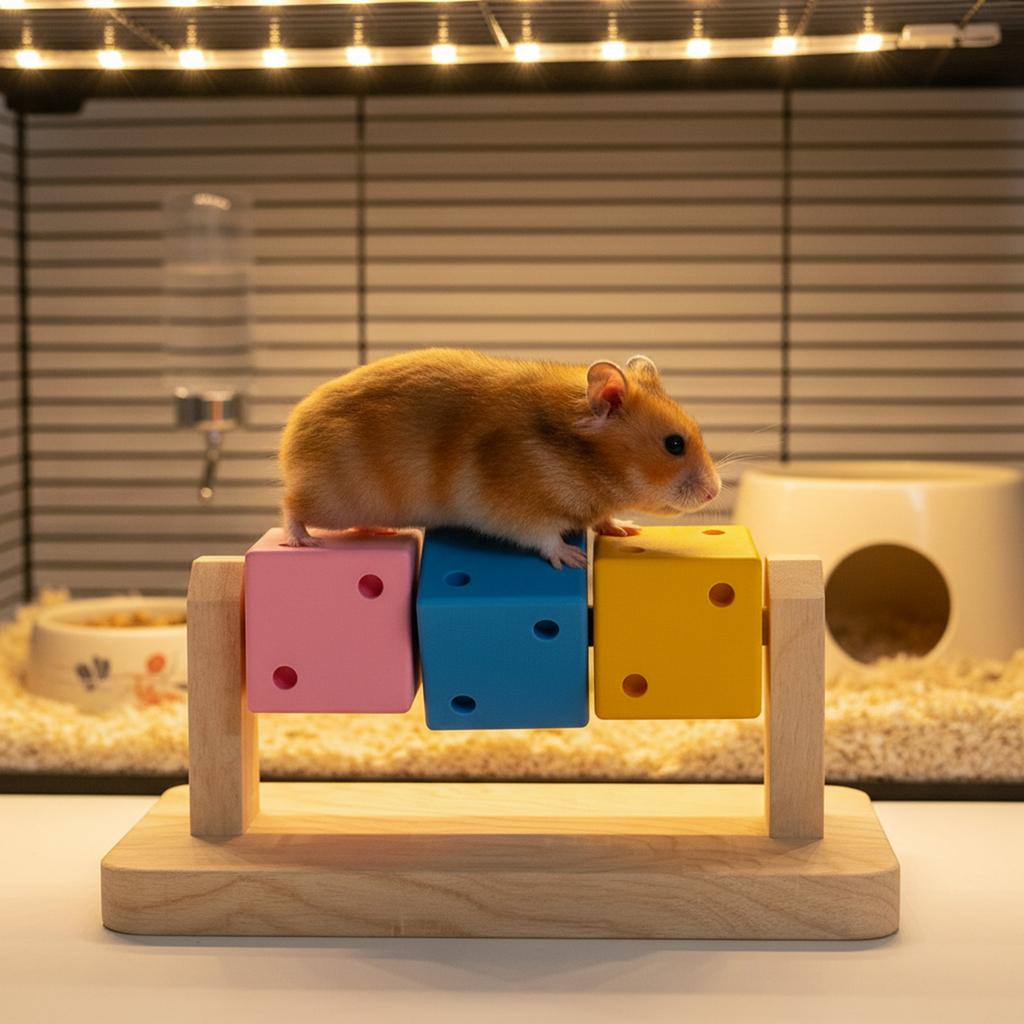 Jouet interactif de fitness pour hamster avec support – Équipement de jeu pour la recherche de nourriture, le soulagement du stress et l'enrichissement pour petits animaux de compagnie