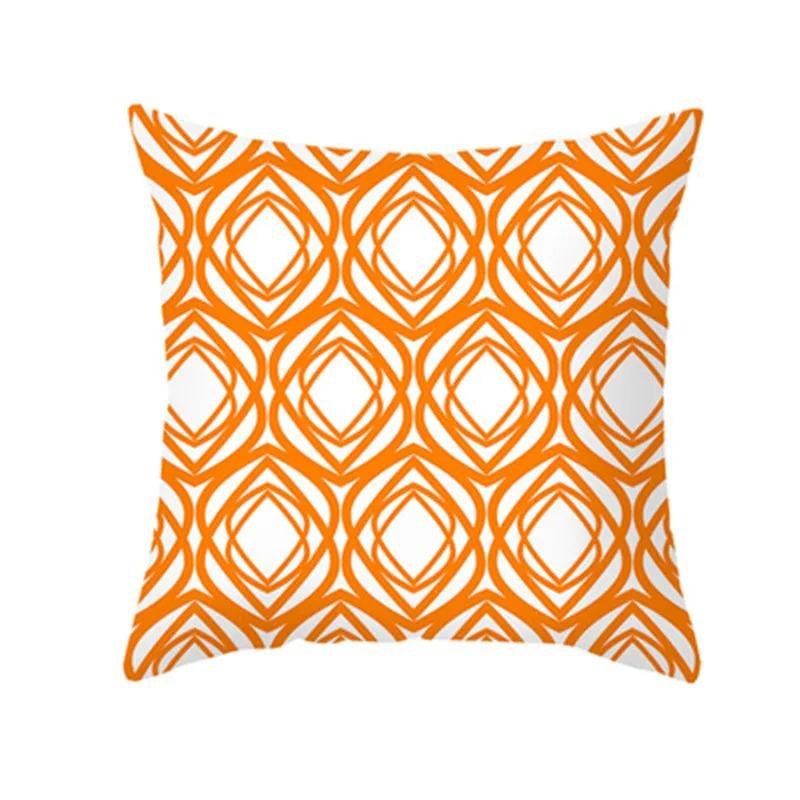 Orange Geometric Abstract Pillowcase Modern Simple Ins Style Cushion Creative Line Plant Pattern Sofa Decorative Pillow