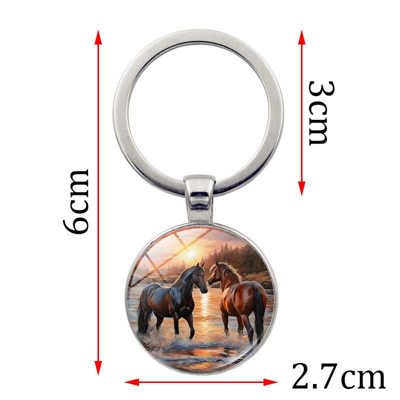 Exquisite Horse-Shaped Alloy Keychain & Glass Pendant - Elegant Bag Ornament & Gift Accessory