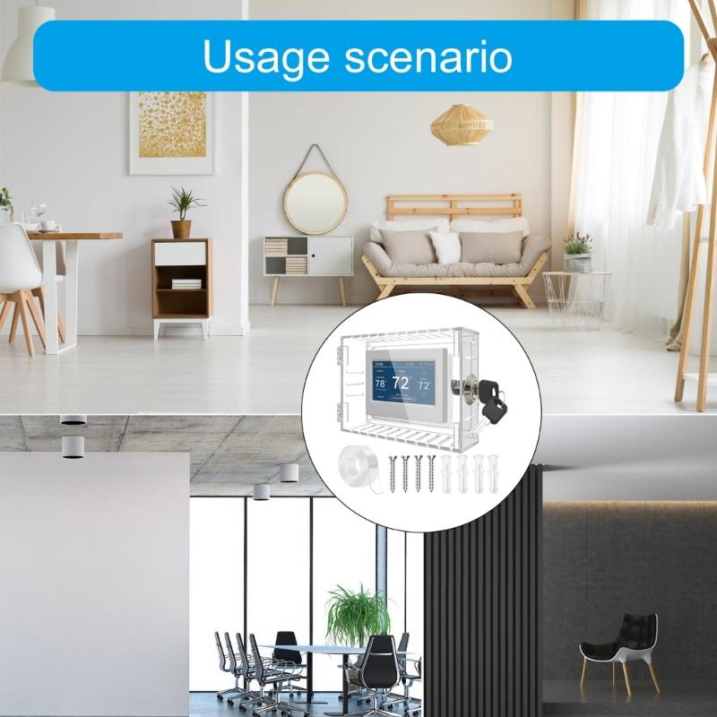 Clear Thermostat Lock Box With Key Lockable Thermostat Protective Cover Replacement Guard for Thermostats On Wall