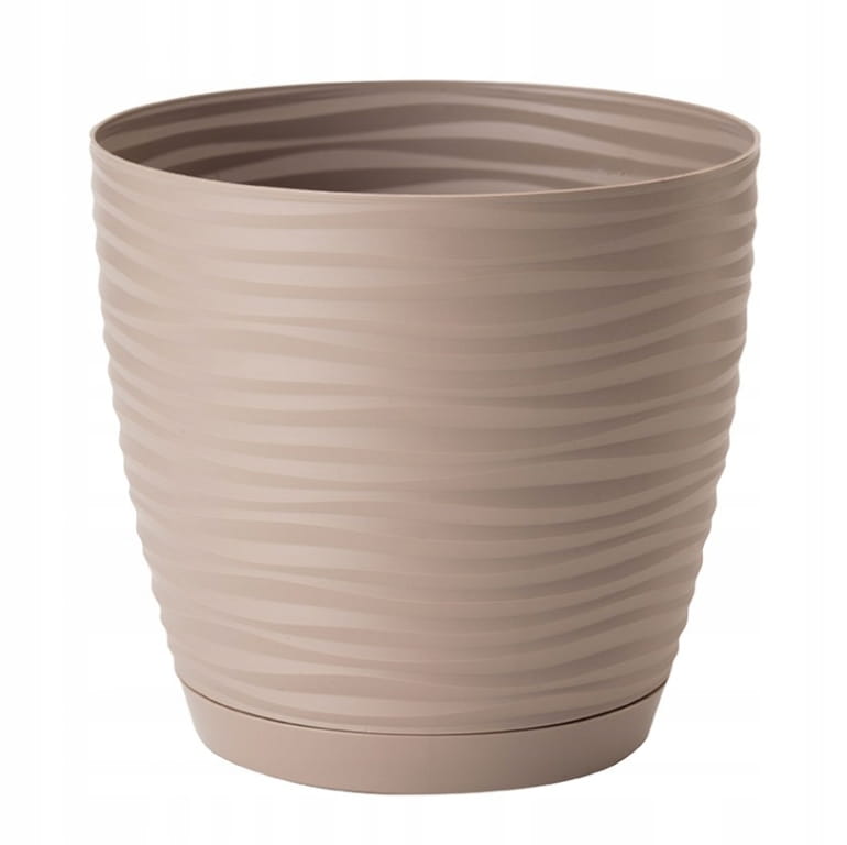 Beige plastic flowerpot with saucer 147x136cm Sahara