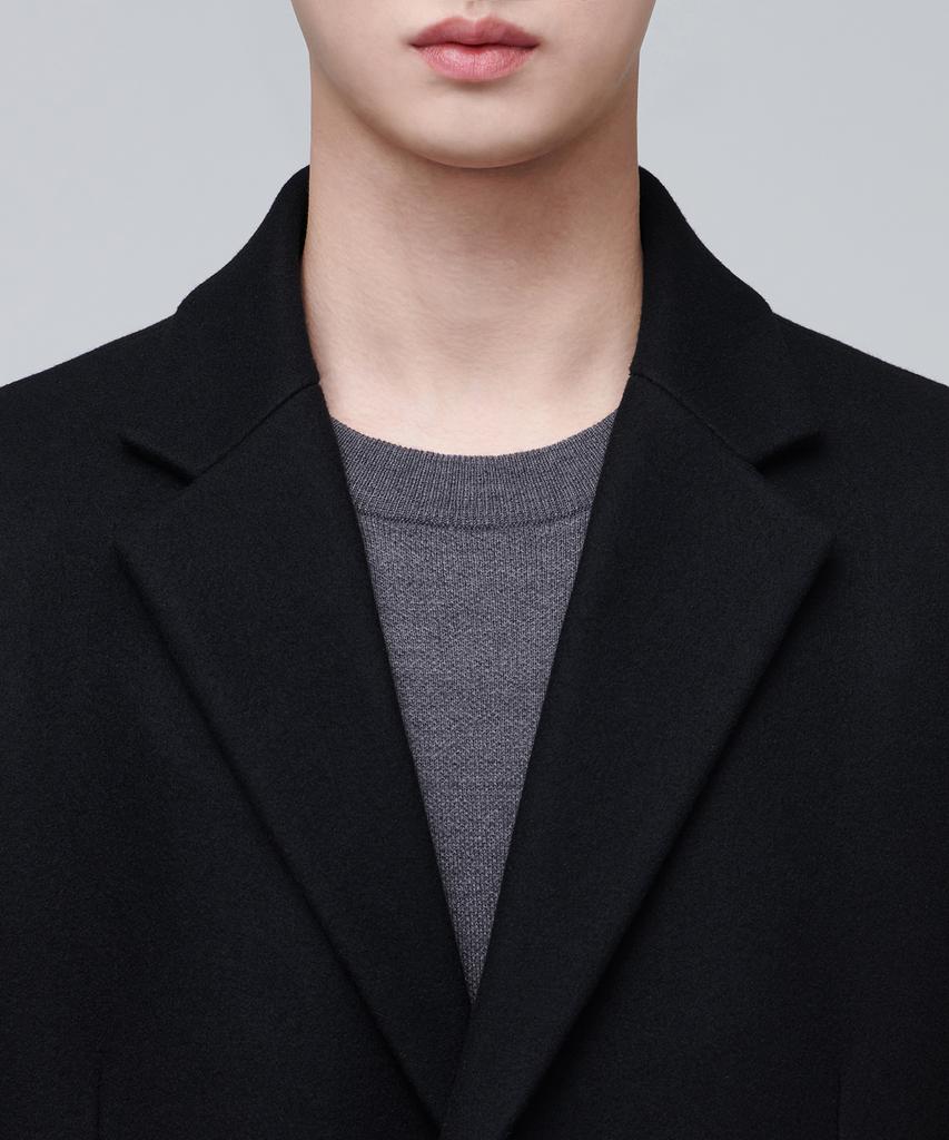 Musinsa Standard Mtr Daddy Shoulder Single Long Coat [Black]