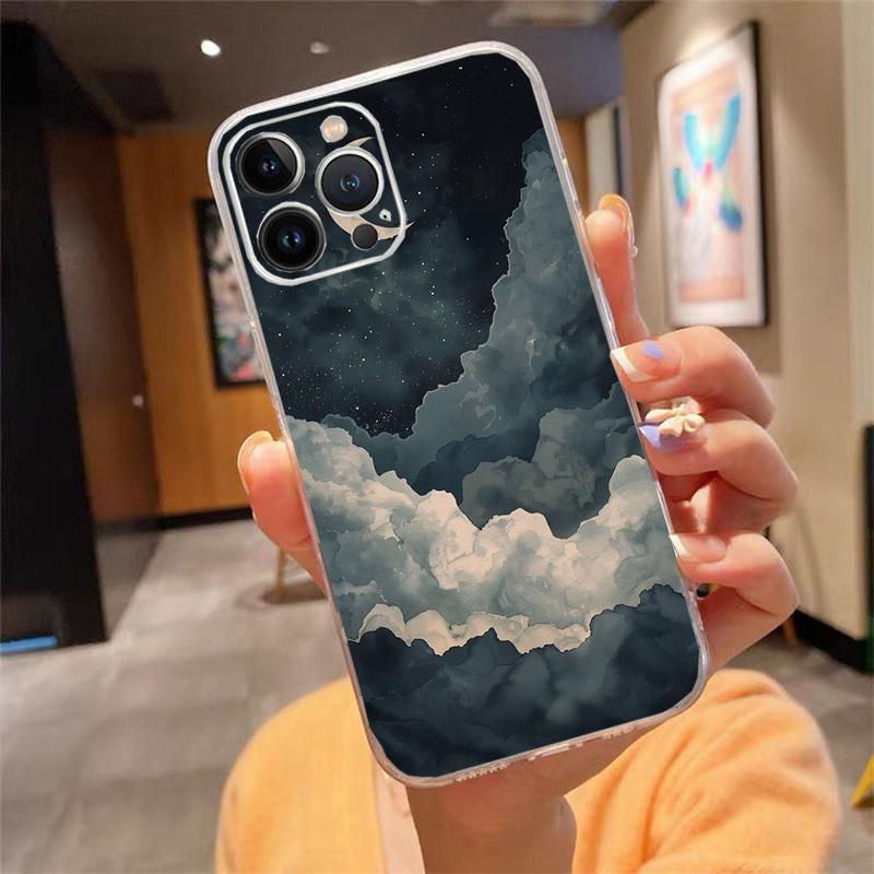 Clound Moon Star Night Phone Case Carcasa Funda For iPhone 17 Pro Max Air 16 15 14 13 Pro Max 15 16 Pro 15Plus Case