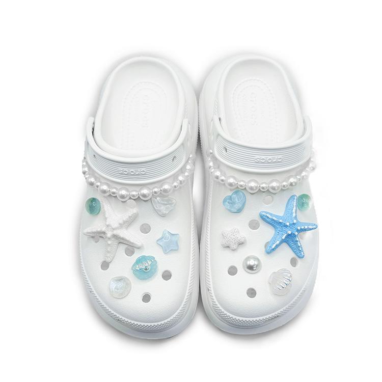 Crocs Crush Clog EVA Beach Pearl Accessories Summer Freshness Pendant Accessories Hole Shoes Unisex Light Blue