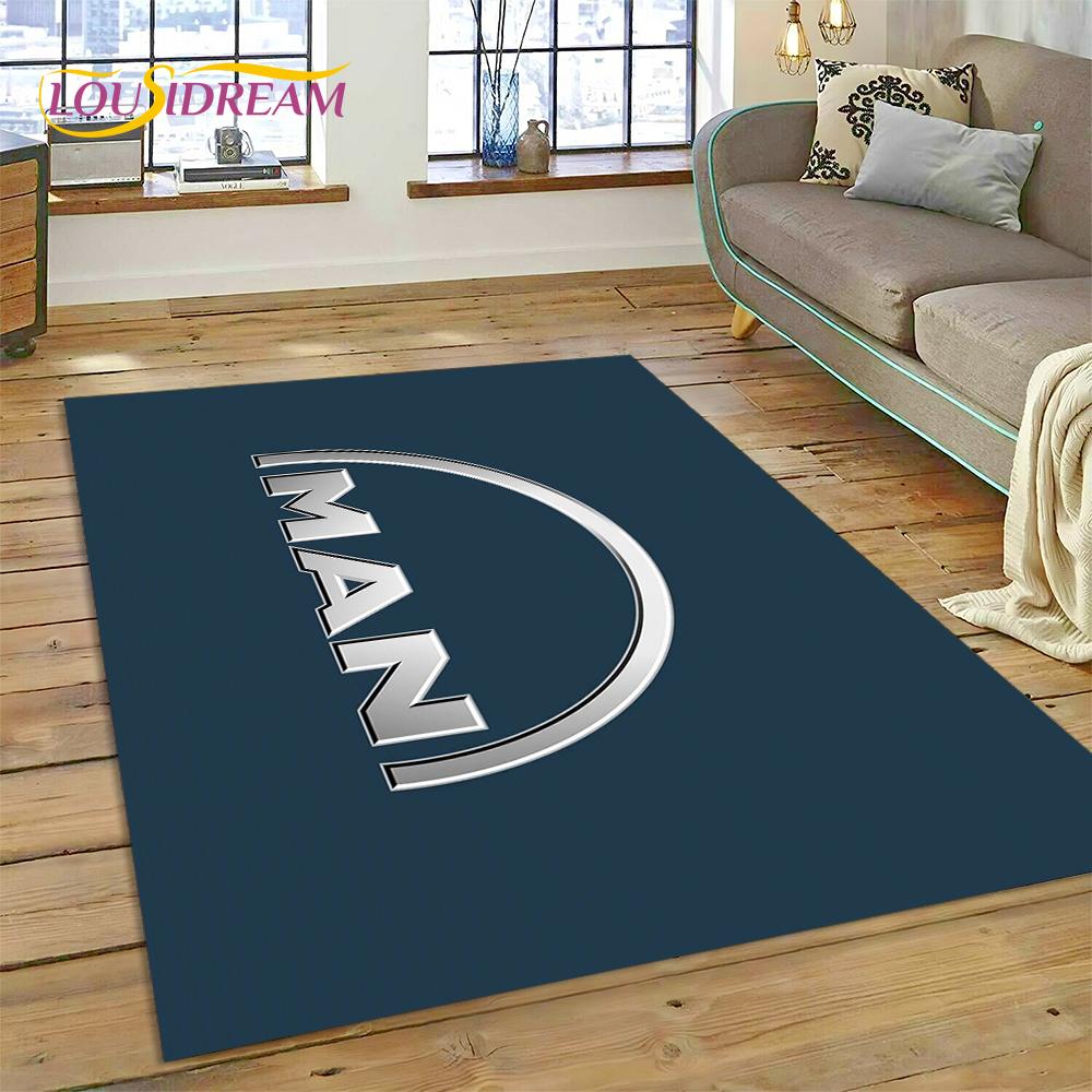 Tappeto con stampa 3D con logo di camion Man per soggiorno, camera da letto, arredamento per la casa, tappetino antiscivolo, decorazione per divano, zerbino, regalo per bambini