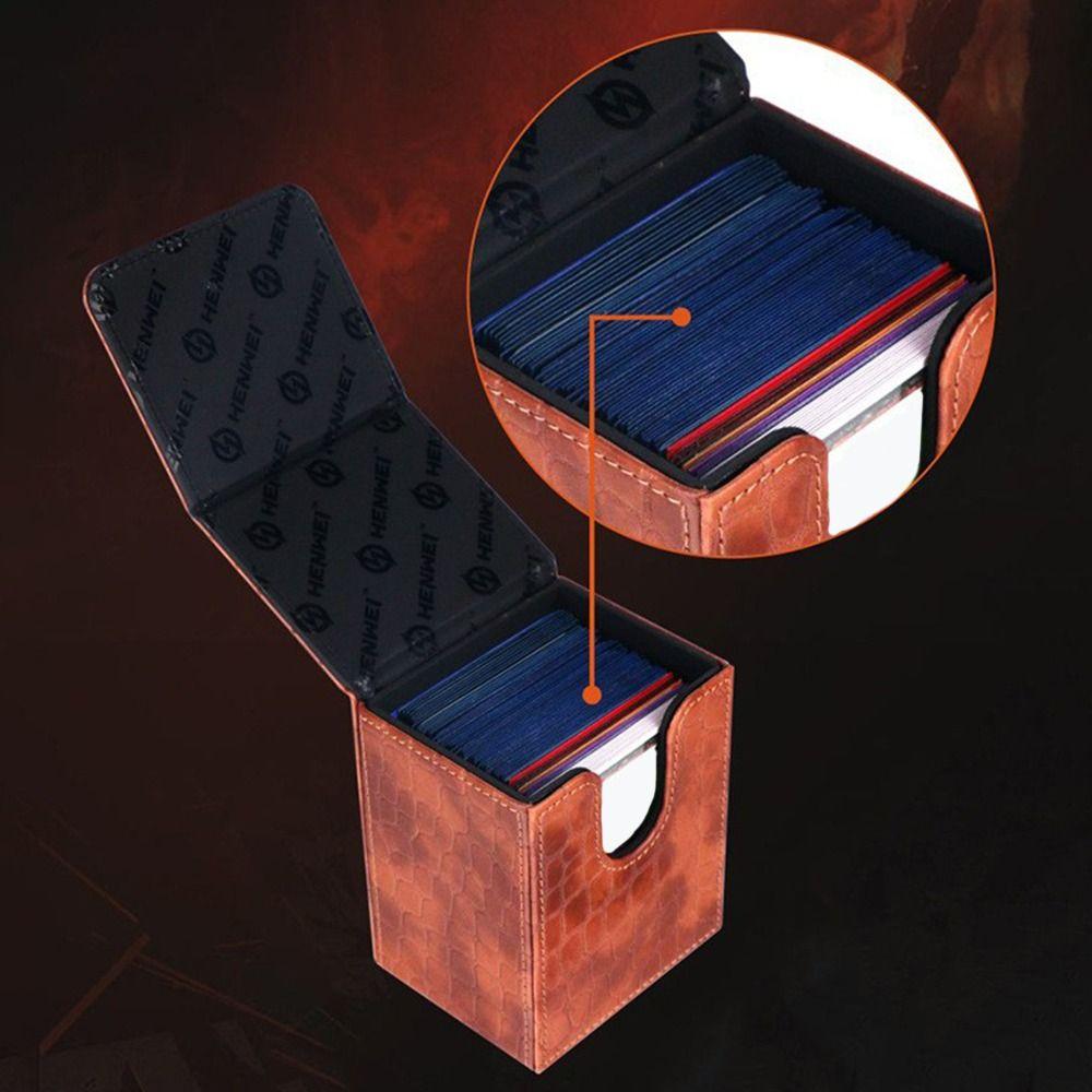 Fashion PU Leather Card Deck Box Holds 80 Cards Collection Window Collection Box Flannel Game Card Organizer Children