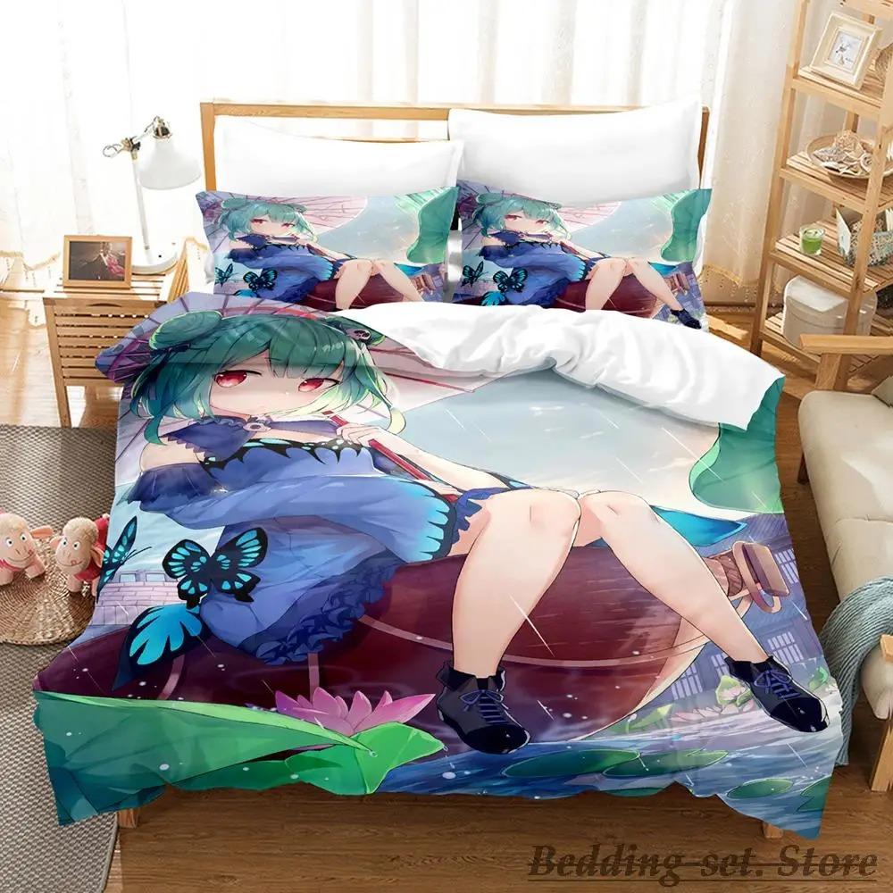 Vtuber Hololive Uruha Rushia Bedding Set Cartoon Anime Three-piece Set Adult Kid Bedroom Duvetcover Sets 3D Cute Bikini Girls