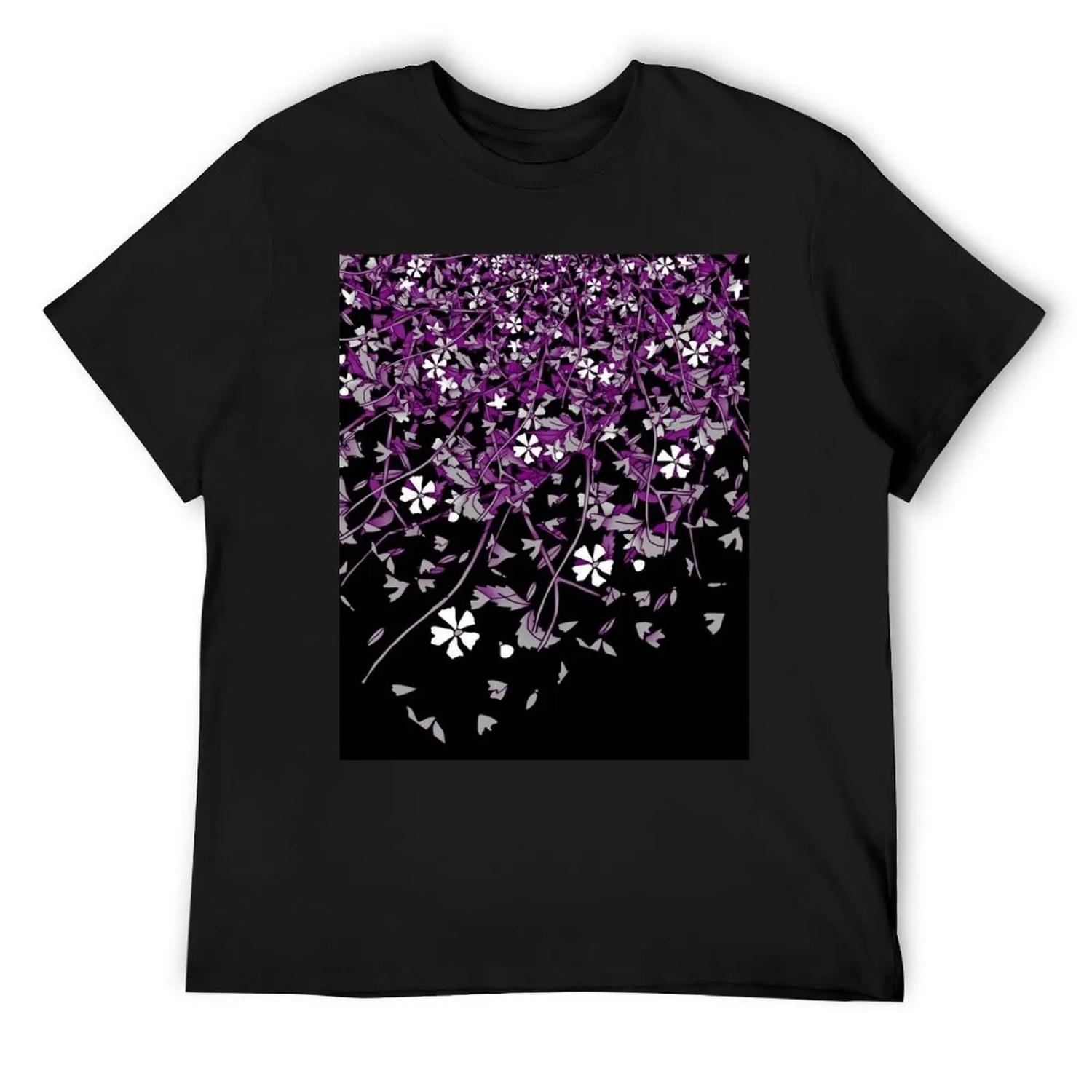 Ace Pride Scattered Falling Flowers and Leaves T-Shirt cute clothes sports fans T-shirts for men cotton XXXXXL чёрный