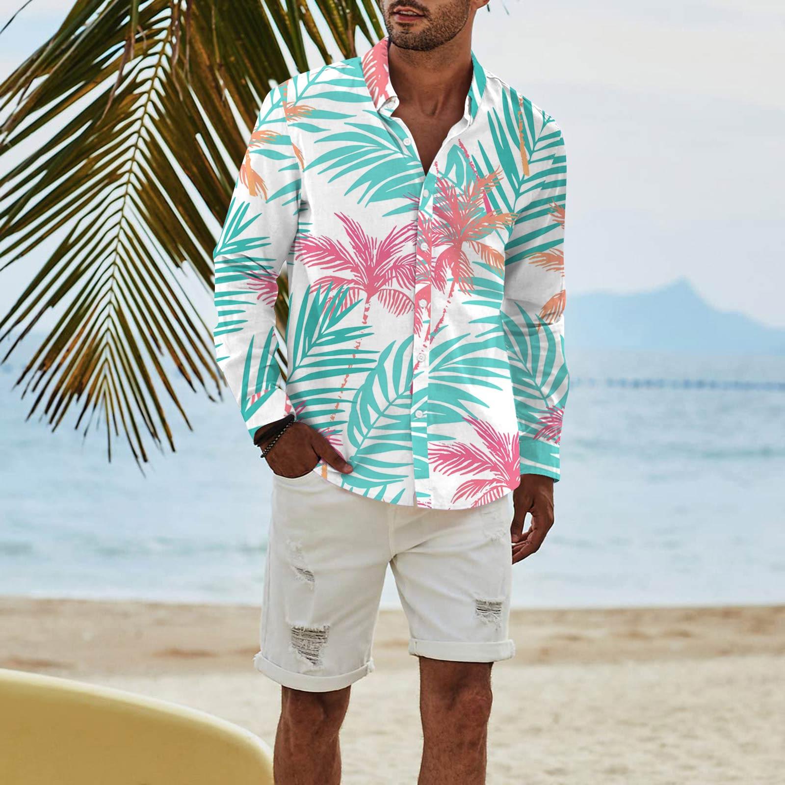 

Мужская модная повседневная футболка с длинным рукавом и принтом на пуговицах, рубашка обычного кроя XL