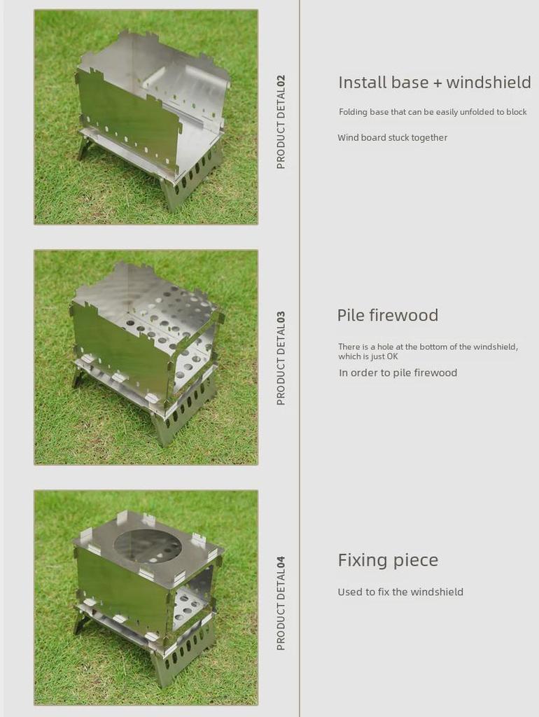 Portable Windproof Outdoor Folding Charcoal Grill and Firewood Stove